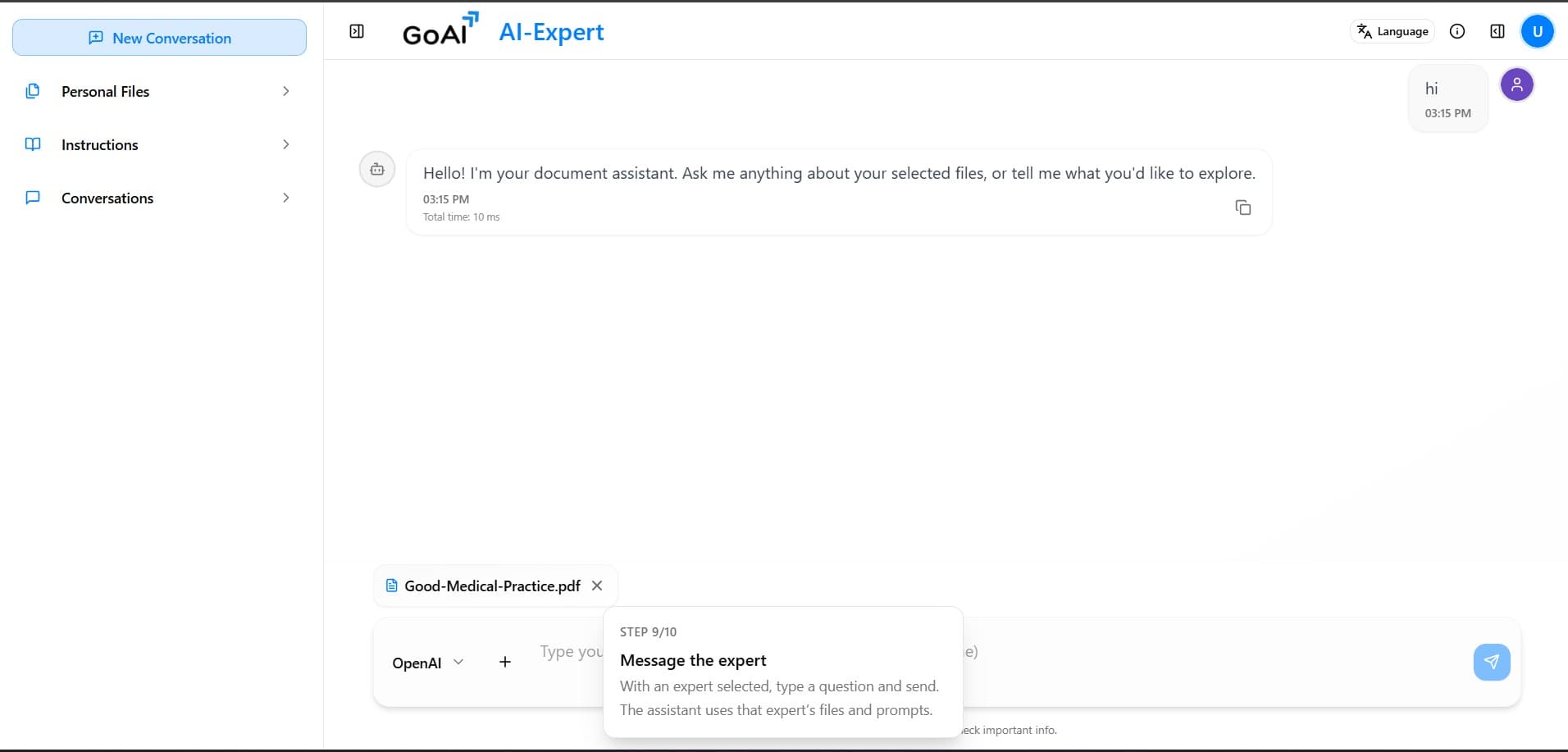 AI Expert screen 3